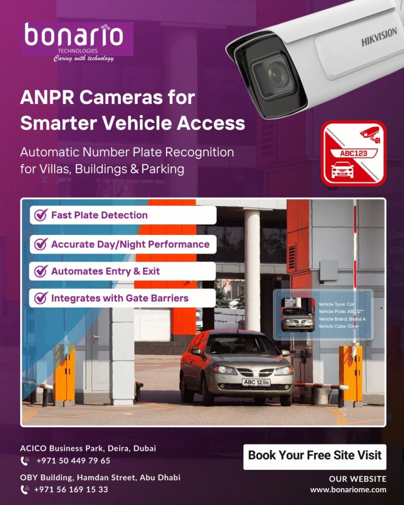 ANPR camera barrier system for automated vehicle access using gate barrier in downtown dubai