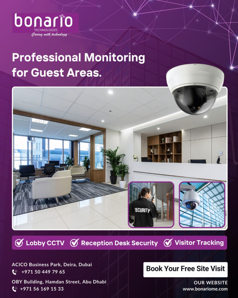 Modern business facility monitored with Smart CCTV Systems in Dubai Silicon Oasis for advanced surveillance and real-time security management