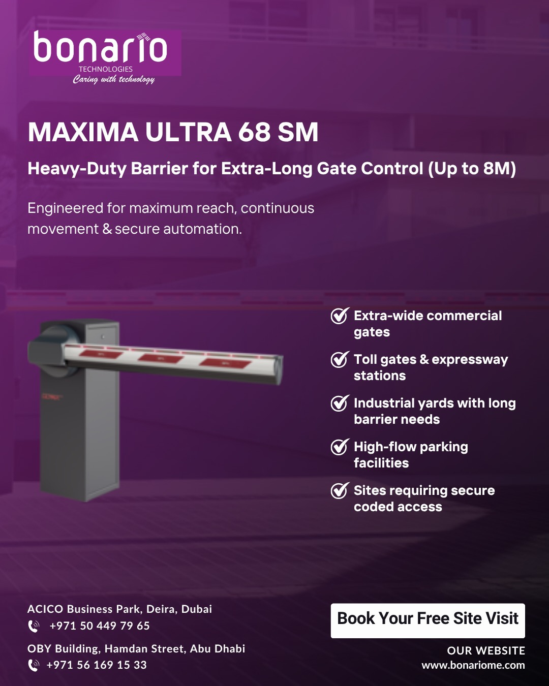 Ultra barrier system for advanced vehicle access control using gate barrier in downtown dubai