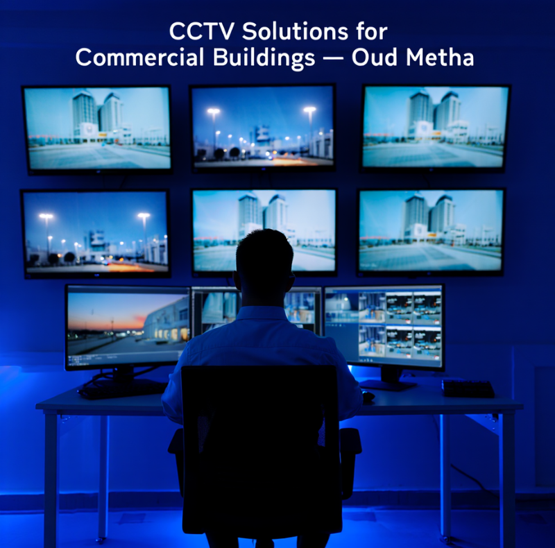CCTV camera solutions in Oud Metha installed in commercial buildings for advanced security and monitoring