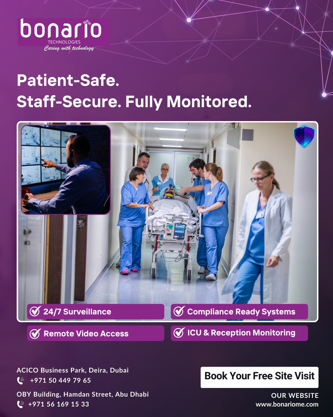 Medical CCTV Systems in Dubai Healthcare City installed in a modern healthcare facility for patient safety and monitoring