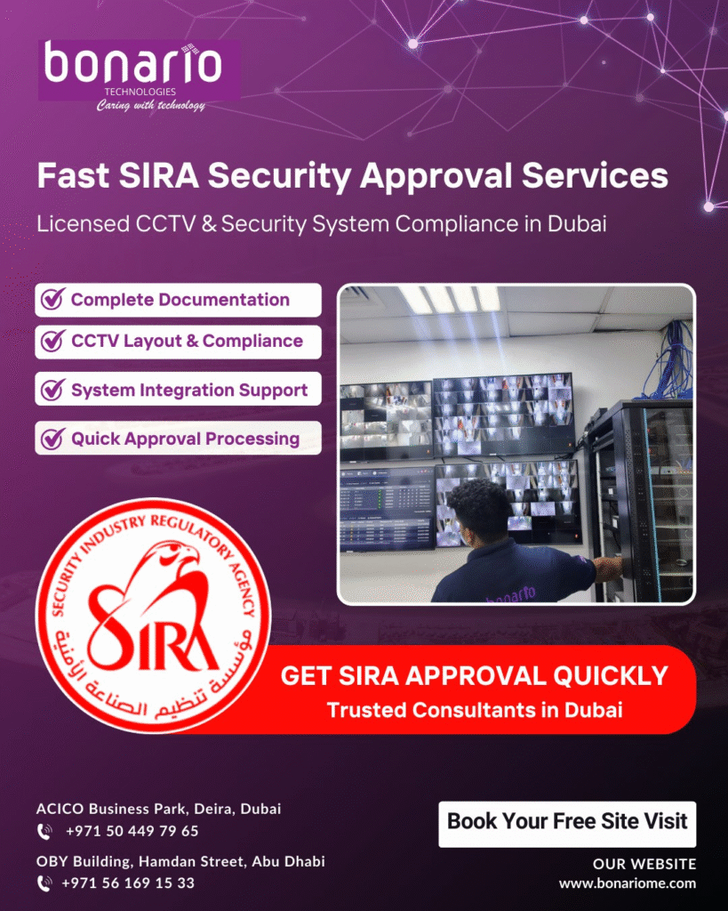 SIRA approved surveillance system installed with CCTV Monitoring Solutions in Bur Dubai for compliance monitoring and commercial security management
